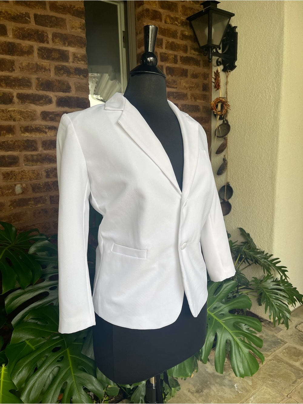 Kids White Single-Button Tailored Blazer